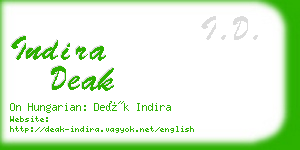 indira deak business card